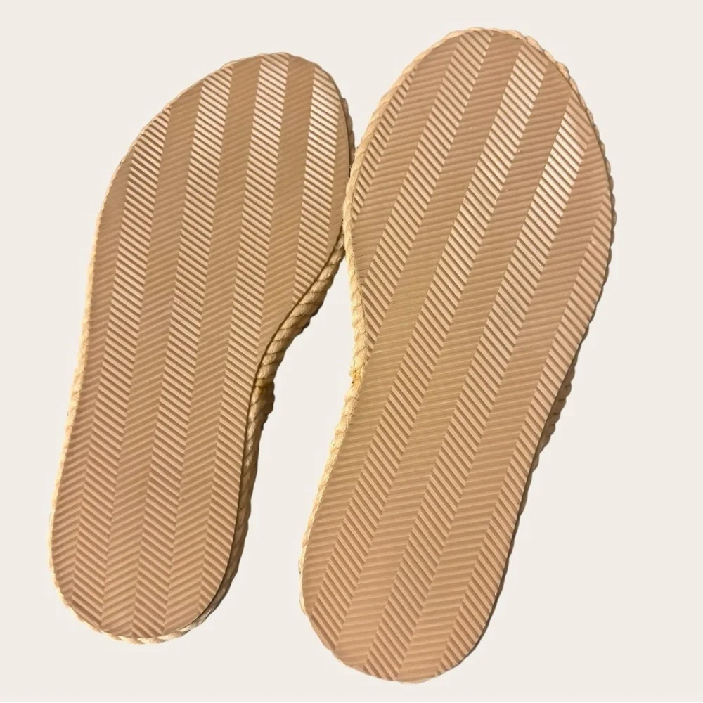 H&M Cream Braided Rope Slide Sandals